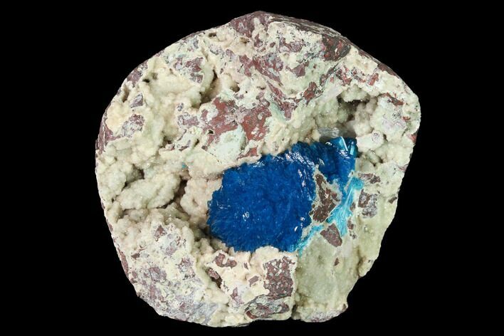 Vibrant Blue Cavansite Cluster on Stilbite - India #168254